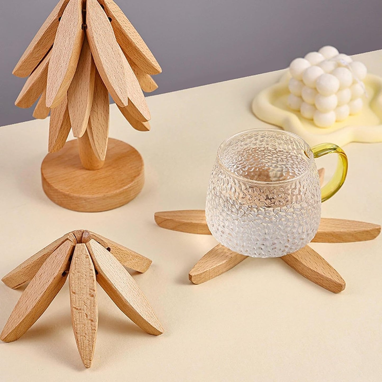 EcoSousVerre™ Dessous de verre en forme d'arbre en bois