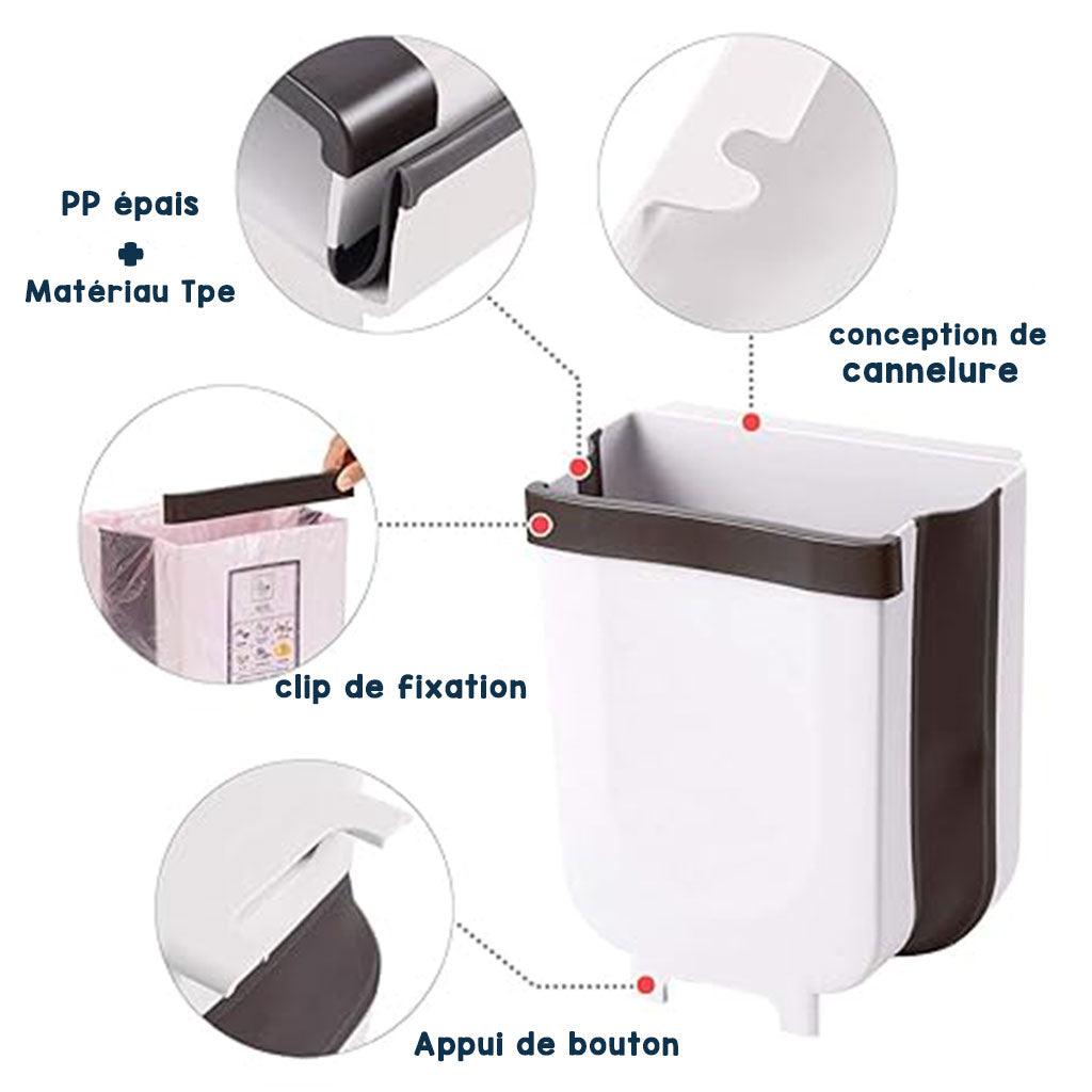 Poubelle Suspendue pliable Pour cuisine bureau et salle de bain