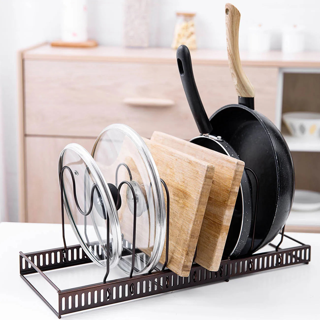 Support de rangement extensible pour casseroles, 10 séparateurs