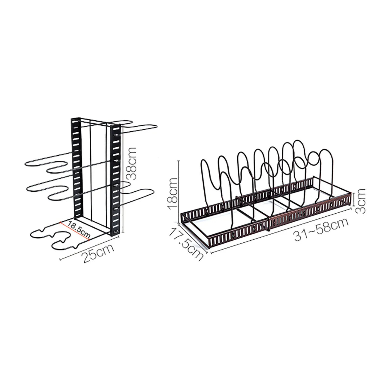 Support de rangement extensible pour casseroles, 10 séparateurs